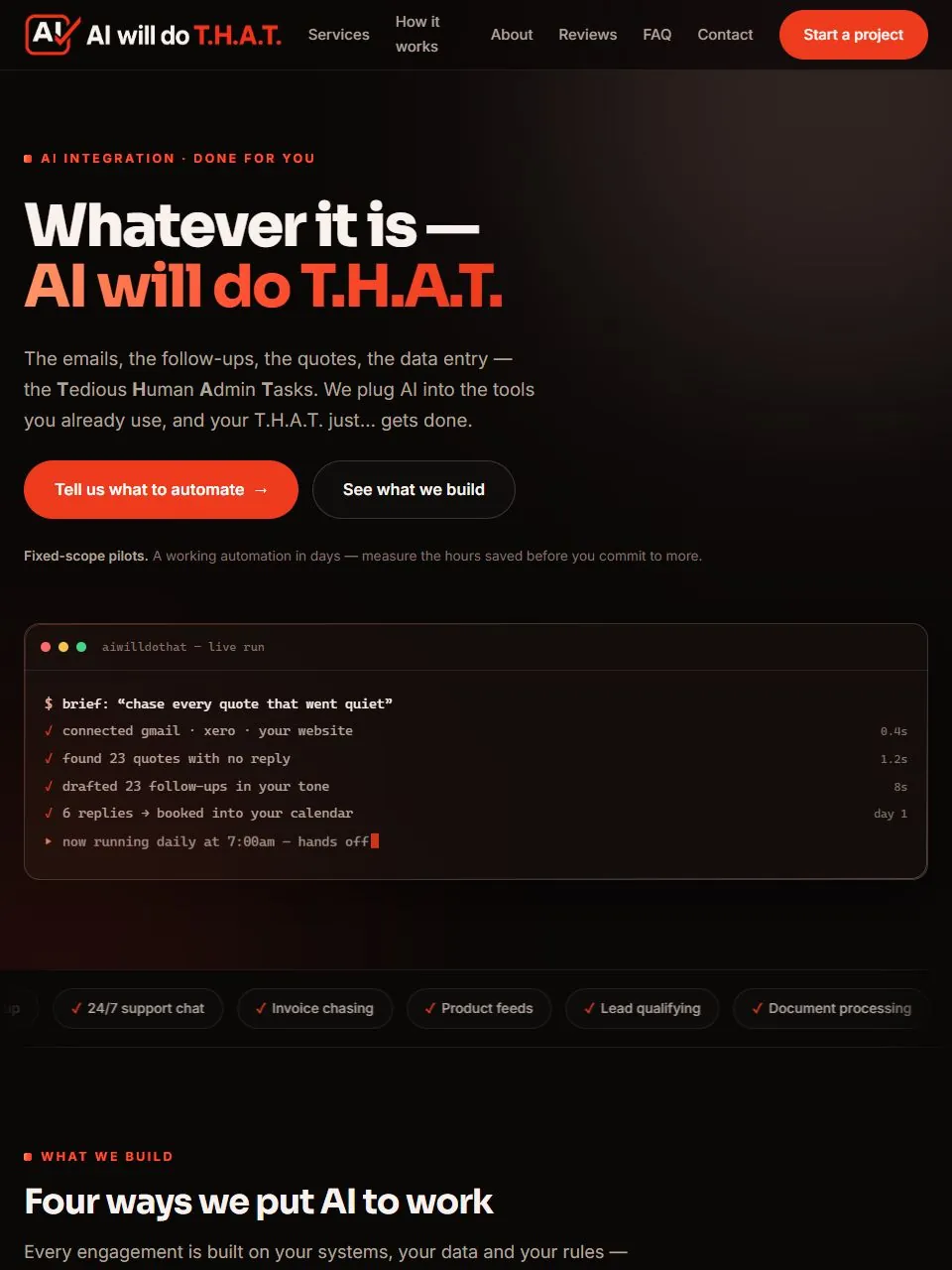 Screenshot of the AiWillDoThat site at aiwilldothat.ai