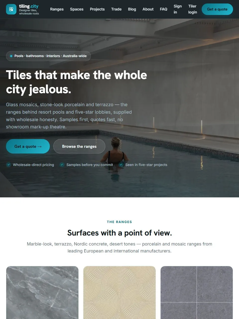 Screenshot of the tiling.city site at tiling.city